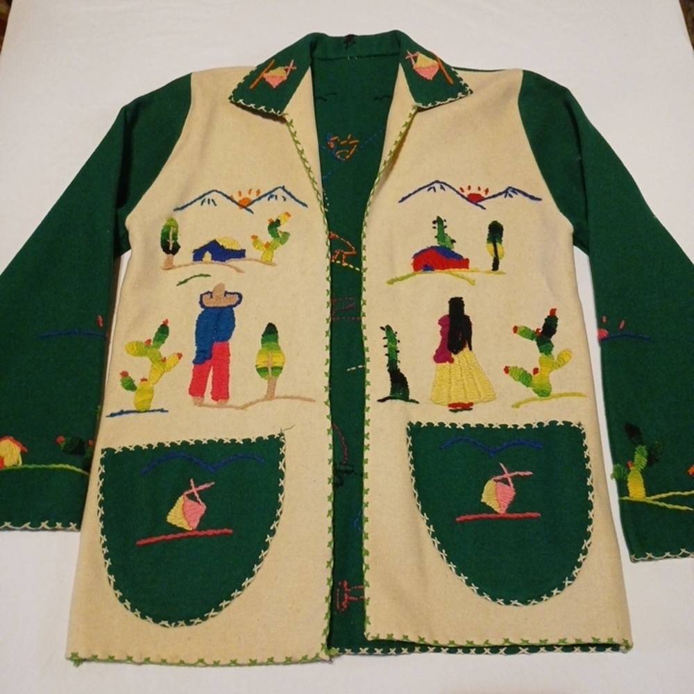 Vintage Mexican Tourist Embroidered Blazer *Collar Needs Stitched